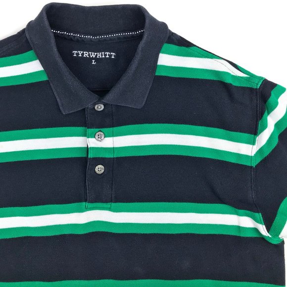 Charles Tyrwhitt Black Striped Polo Shirt Sz Large - Picture 6 of 8